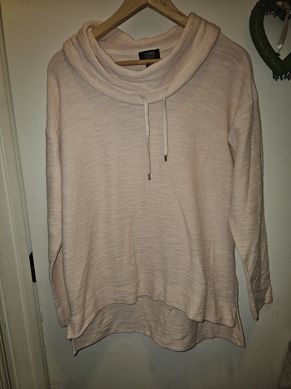 Jones New York Signature Cowl Neck Pullover Sweater Pink Textured Knit S Z M E D